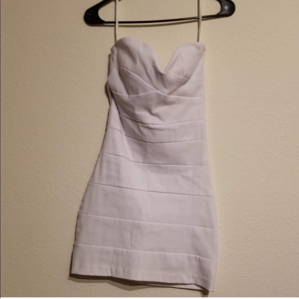 White bandage bodycon strapless dress